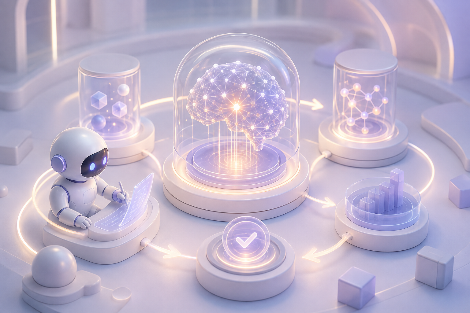 AI researcher thử nghiệm trên model mục tiêu trong research harness có evaluator và guardrail