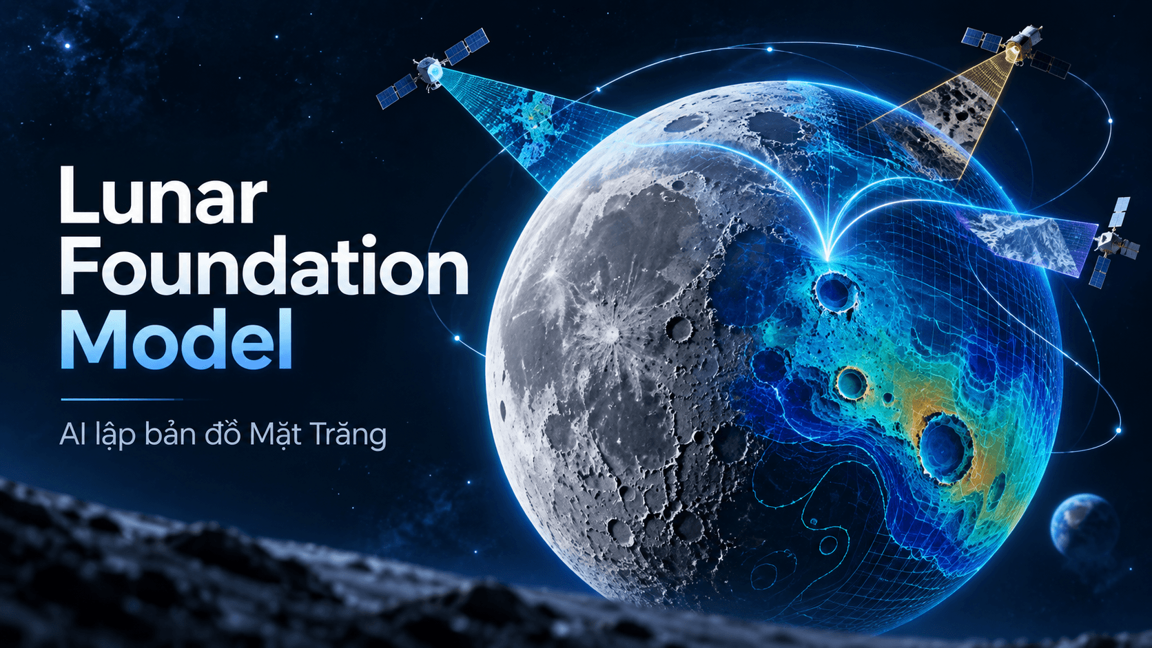 NASA-IBM Lunar Foundation Model dùng AI kết hợp dữ liệu đa nguồn để lập bản đồ Mặt Trăng