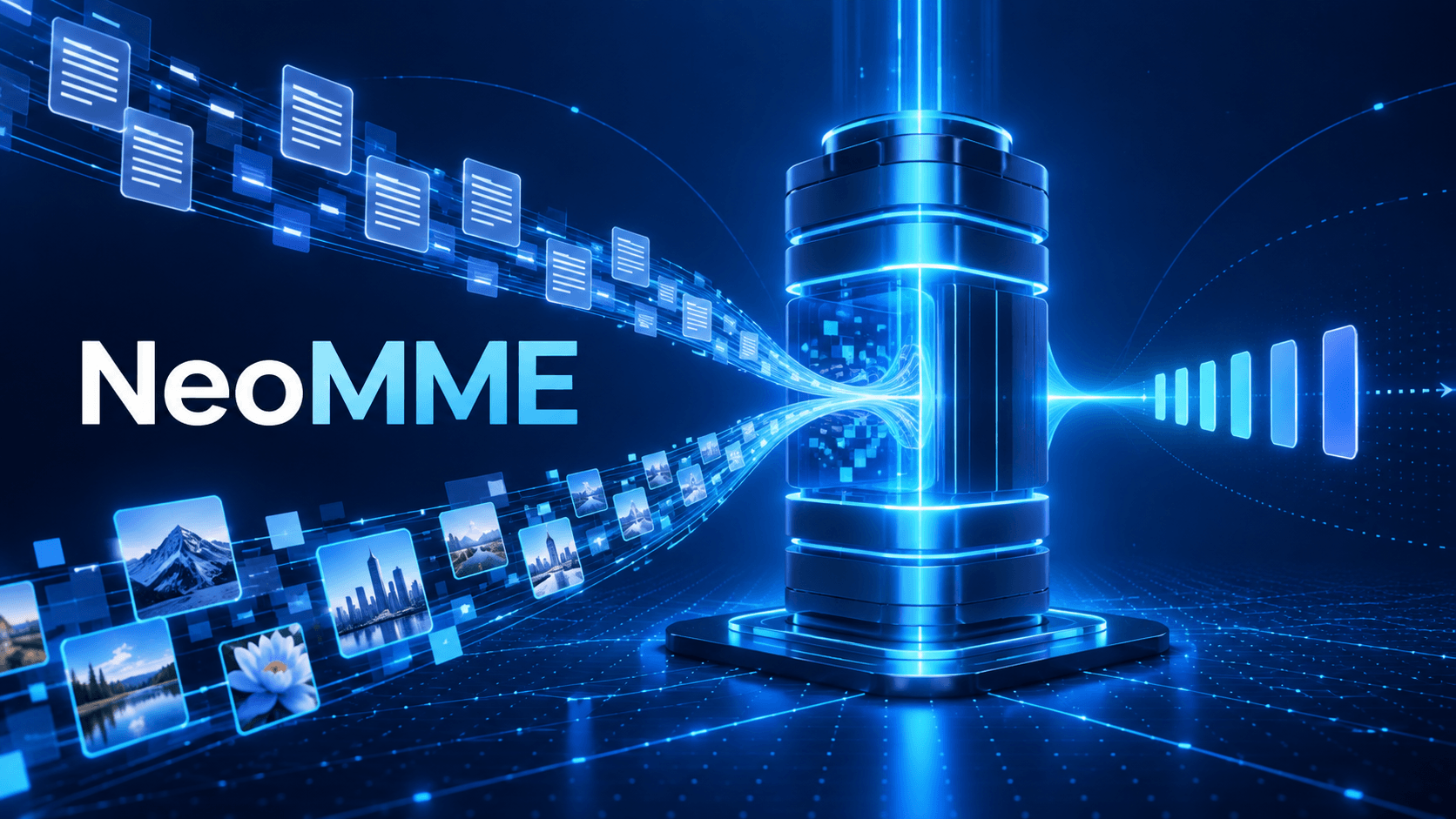 NeoMME hợp nhất text token và image patch trong cùng Transformer cho retrieval multimodal